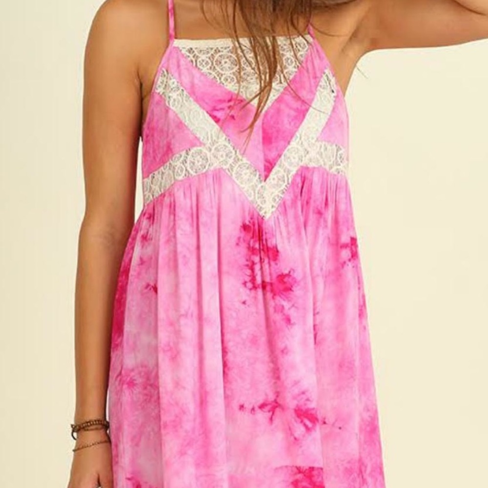 NEW Umgee pink tie dye dress Sz small
